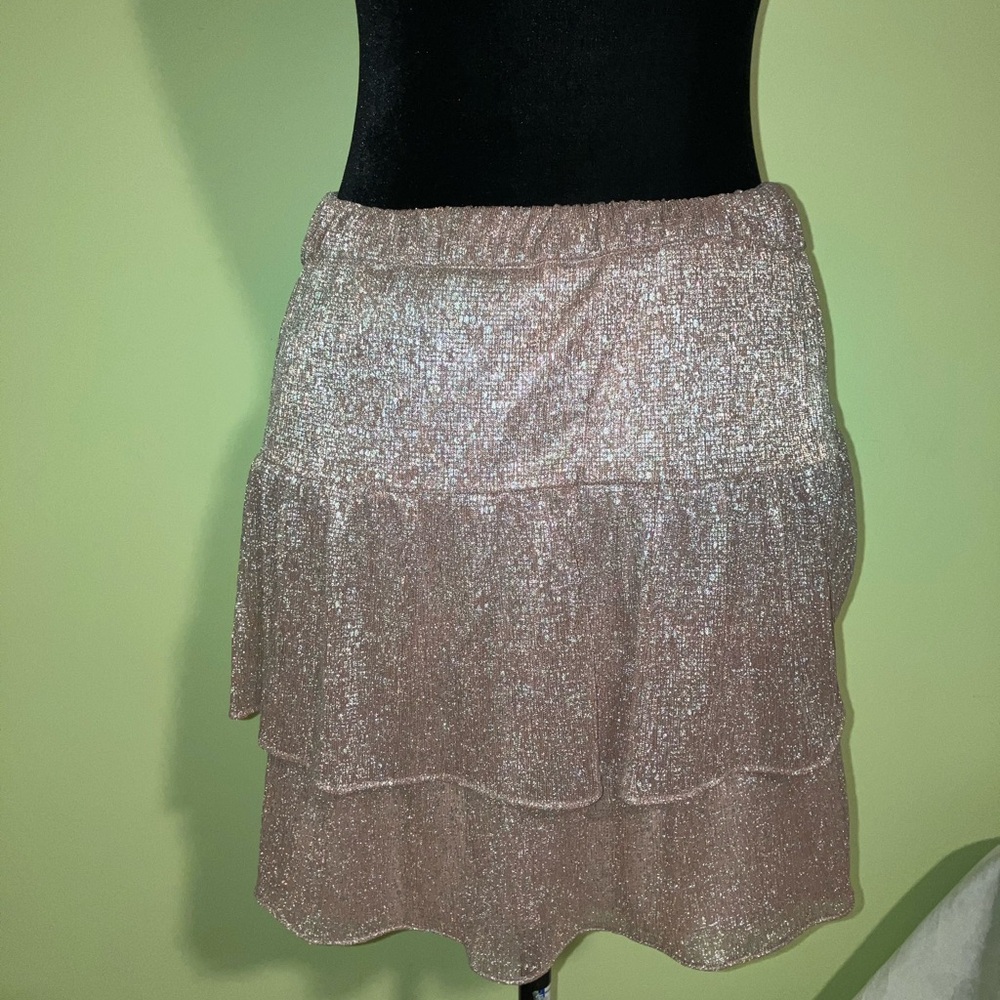 IRO Paris pink silver metallic tiered flounce short skirt XS sorority luxury - Picture 4 of 5